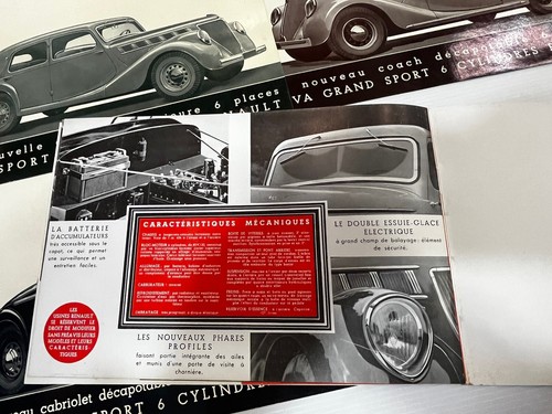 RARE BROCHURE CATALOGUE RENAULT LES 6 CYLINDRES 1938 AVEC 5 PLANCHES - Picture 7 of 9