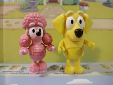 Lucky yellow lab Coco pink poodle 2 Bluey & Friends pretend play toy figures