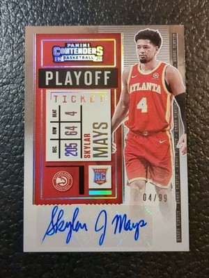 2020-21 Contenders SKYLAR MAYS #149 Rookie RC PLAYOFF Ticket /99  Hawks Budućnos
