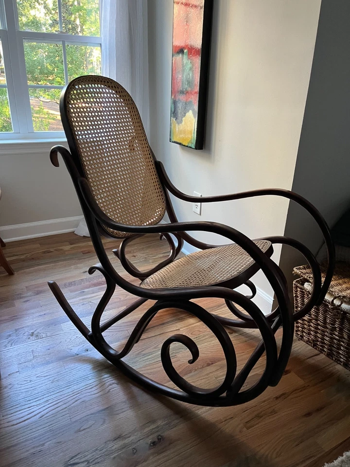 Mecedora de madera curvada estilo tónico vintage mediados de siglo bastón moderno EXCELENTE Foto 2 de 4