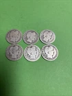 Barber QUARTER  DOLLAR Dates Radom Lot of 6 Coins  90% Silver    ( 241 )