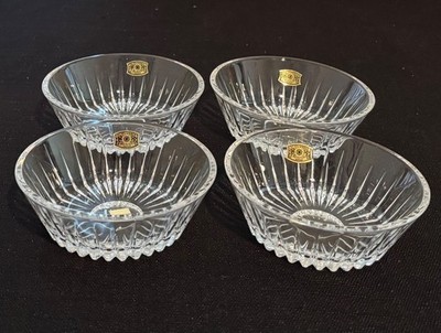 Set of 4 Vintage Val St Lambert Crystal Balmoral Fruit Berry Dessert Bowls VSL