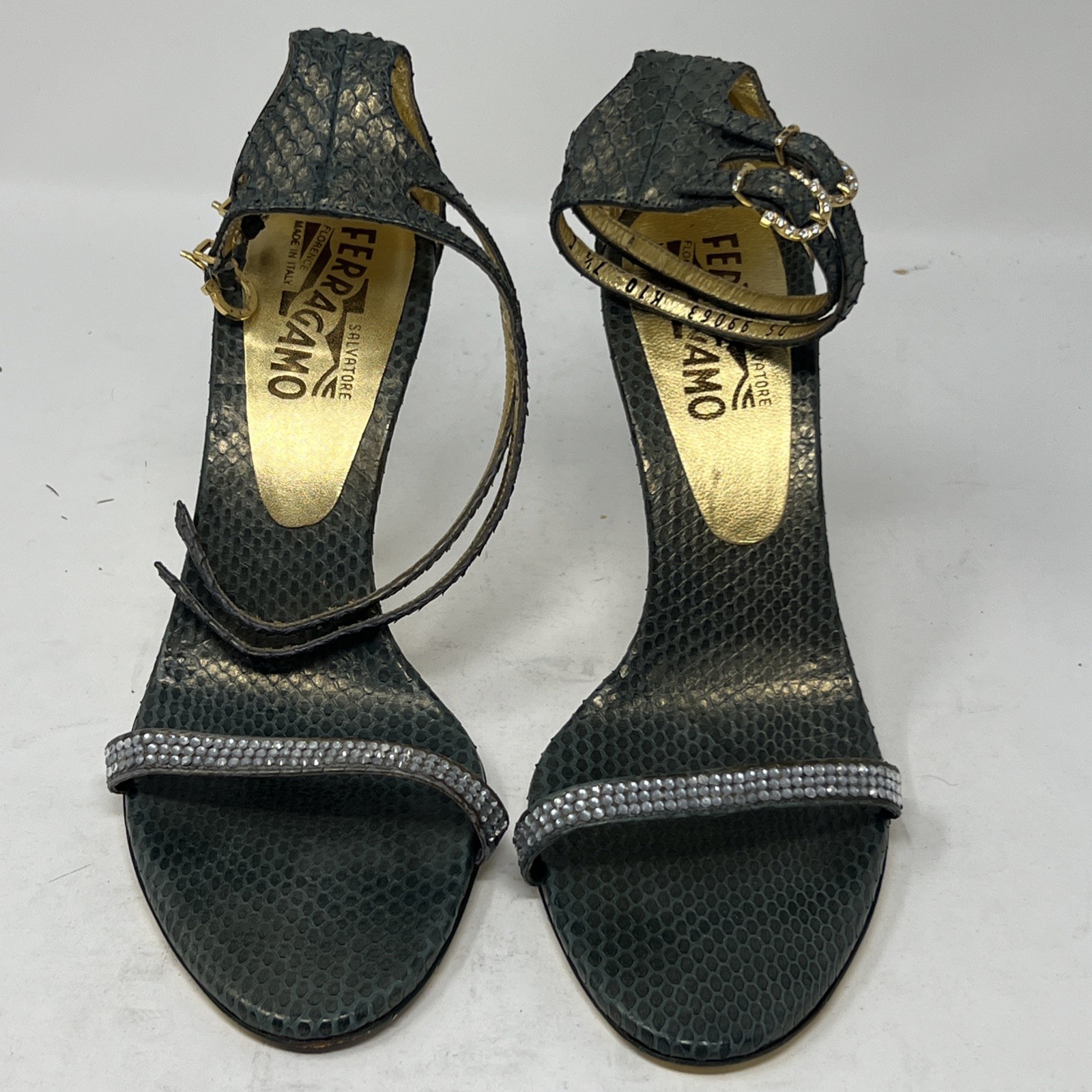 Salvatore Ferragamo Python Ankle Strap Sandals Si… - image 1