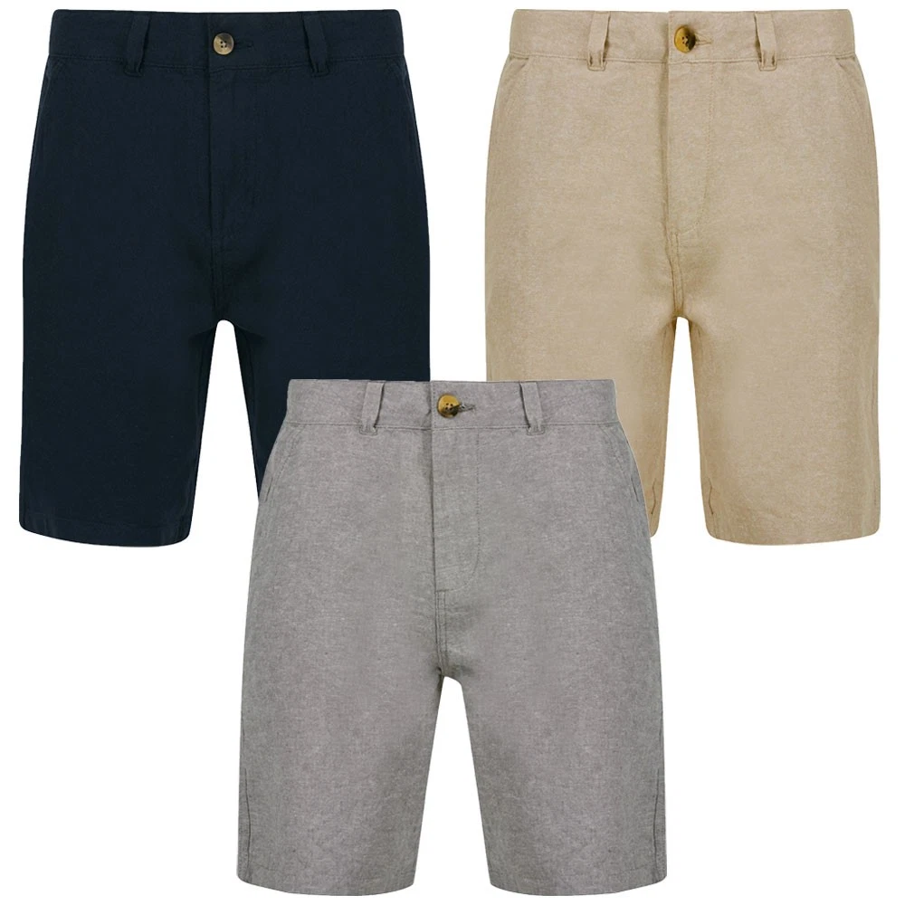 Men's Linen Chino Shorts Premium Cotton Blend Summer Smart Casual Lightweight