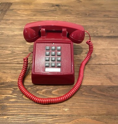Vintage CORTELCO RED Push Button Touch Tone Desk Table Top Telephone