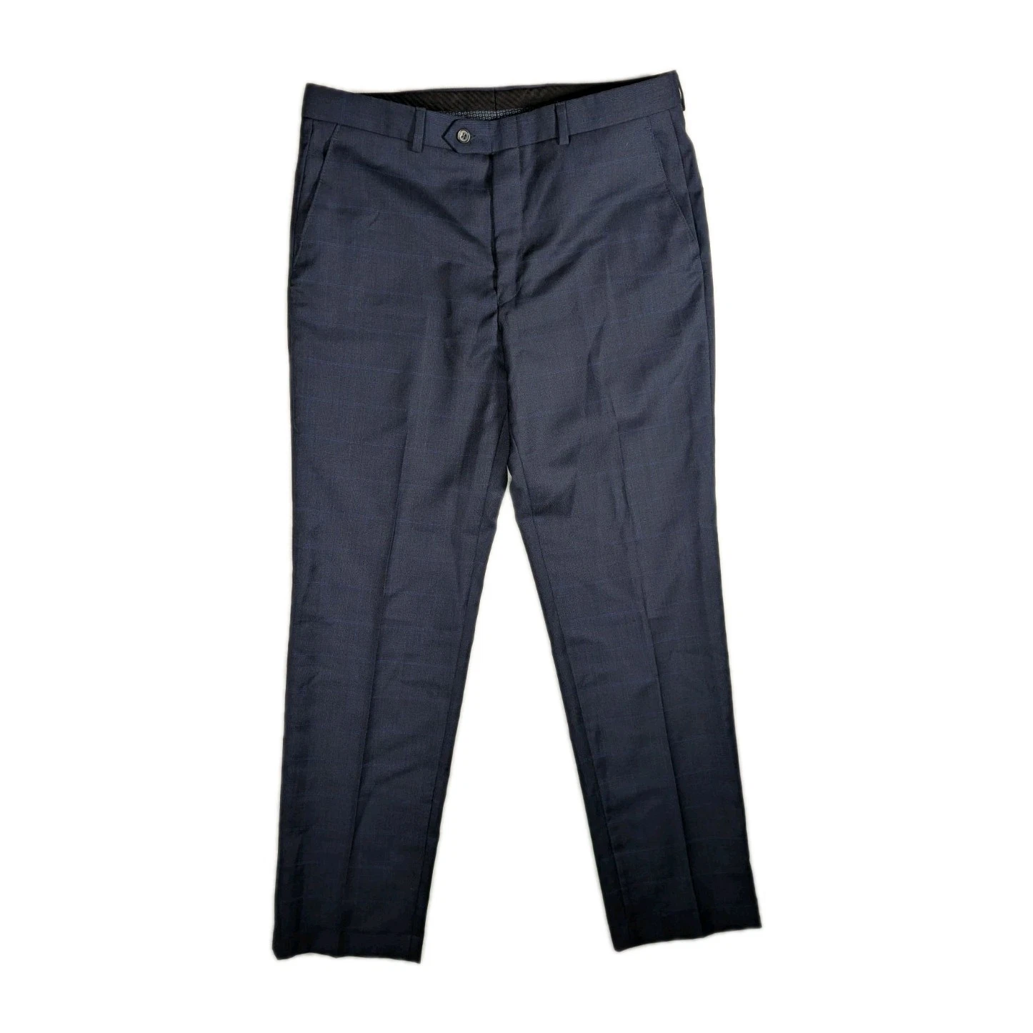 Ralph Lauren Mens Dress Pants Navy Blue Wool Straight Flat Front Trousers 34x32