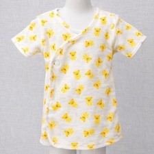 VTG Carter's Baby Wrap Shirt 6M Yellow Teddy Bear Print USA Newborn Kimono Top