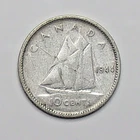 1944 Dime 80% Silver Canadian Dime One Ten Cent Silver Coin from Canada