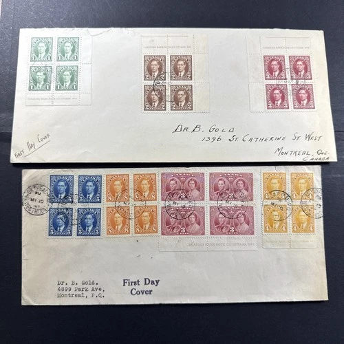Canada 231-236 KGVI Mufti FDC Set Combination Covers with Blocks + Plate Blocks