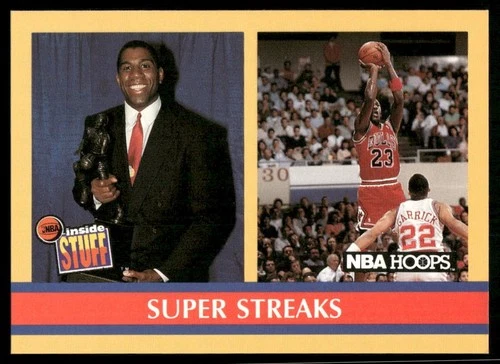 1990-91 NBA Hoops #385 Magic Johnson Michael Jordan basketball card