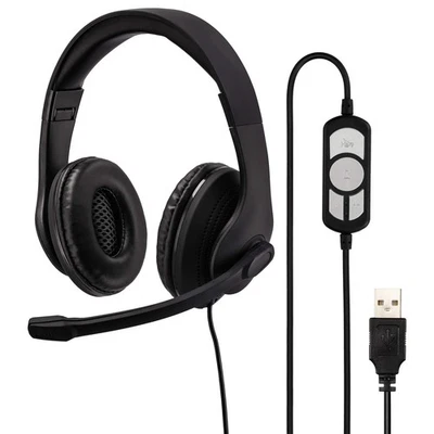 Hama PC Office USB Headset Stereo Kophörer mit Boom Mikrofon Mikro Büro Notebook - Bild 1 von 4