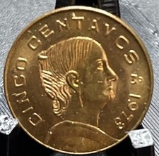 Moneda de cinco centavos Cinco centavos Cinco centavos 5c Mexicana Antigua Moneda 1973 M redonda TOP