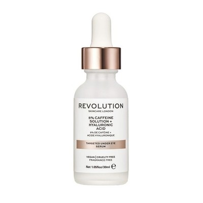 Revolution 5% Koffeinlösung & Hyaluronsäure Augenserum 30ml Brandneu
