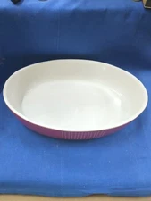 Vintage Red Oval Stoneware Baking Casserole From Portugal By Grestel.