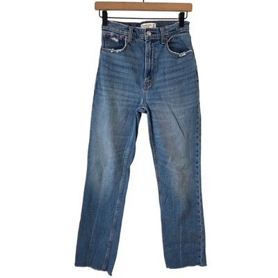 Abercrombie & Fitch Ankle Straight Ultra High Rise Jeans Light Wash Denim 26
