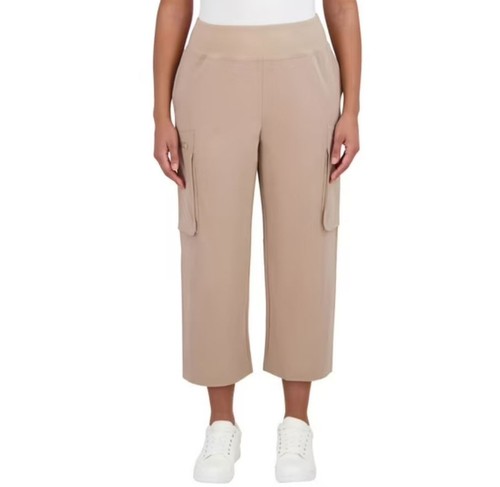 Sage Collective Women's Cargo Pant, Zip Pockets, Tan, 2X-Large
