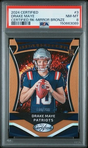 2024 Panini Certified - Certified Rookies Drake Maye #3 Mirror Bronze /299 (RC)
