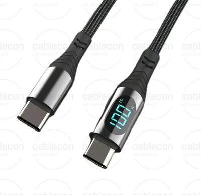 USB-C Kabel PD 100W Schnellladekabel Typ-C LED Display Anzeige Laptop Ladekabel - Bild 1 von 4