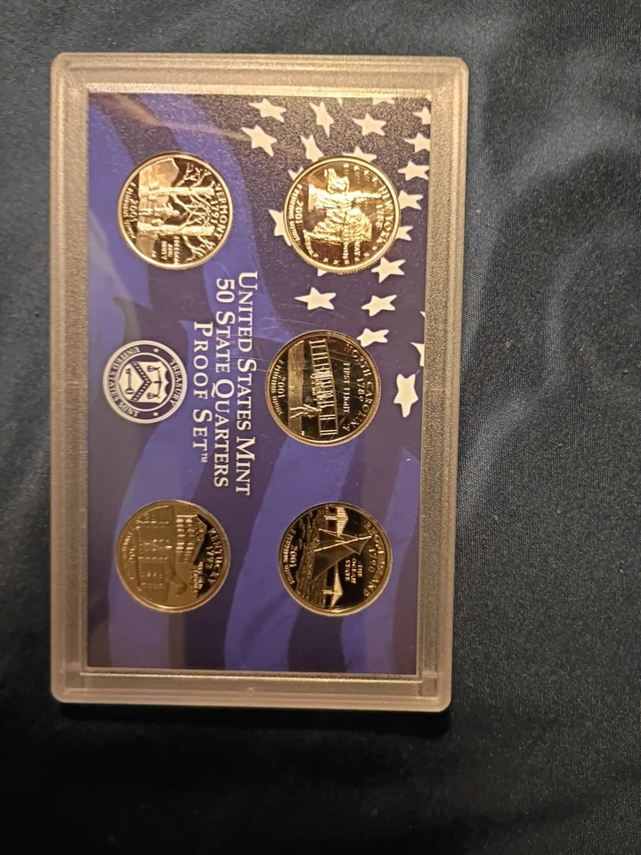 2001-S 50 State Quarters Proof Set WITH BOX & COA US Mint -NY, NC, RI, VT, KY - Image 2 of 4