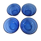 Set Of 4 Vintage Pyrex #463 Cobalt Blue Custard Cups 6 oz Glass Ramekins USA Exc