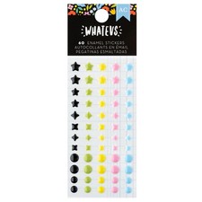 American Crafts WHATEVS ENAMEL STICKERS 60PC scrapbooking 5 COLORS