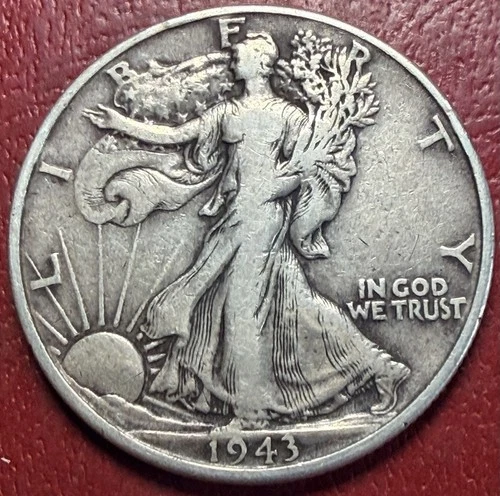 1943 50C Walking Liberty Half Dollar. Better Grade. Toned. Free Shipping