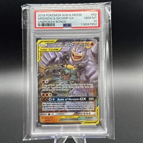 Marshadow & Machamp GX 82/214 Sm-Unbroken Bonds Holo PSA 10