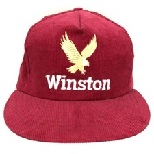 Vtg Winston Cup Racing Cap Eagle Logo Corduroy Hat Nascar Cigarettes Trucker USA