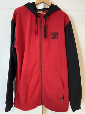 Vans Mens L Red Black Sweatshirt Hoodie Full Zip Vans Mens L Red Black Sweatshirt Hoodie Full Zip