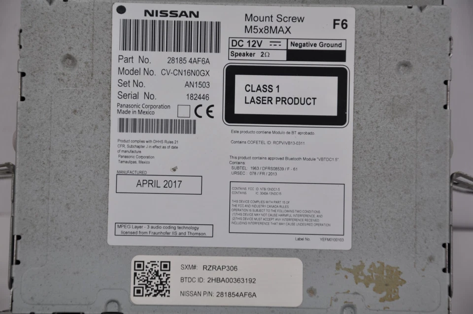 🚘✅ Nissan Frontier Sentra 2014 - 2017 CD único AM FM radio satelital 28185-4AF6A OEM Foto 4 de 4