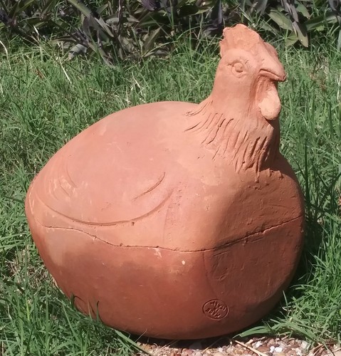 Cazuela de Terracota Vintage Plato Hecho a Mano "Gallina" Hecho en Italia 8" x 12" x 10" - Imagen 2 de 12