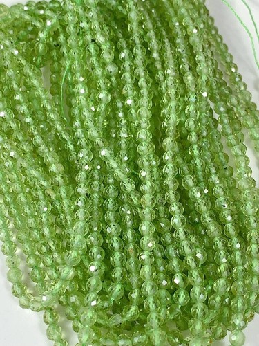 Grade AAA Green Peridot Faceted Round Beads 15.5" Strand 2mm 3mm 4mm - Picture 6 of 8