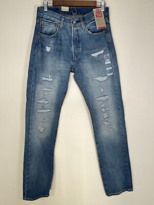 Rare Levi's 501 Distressed Denim Blue Jeans 150th Anniversary Mens
