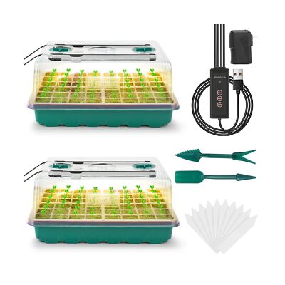 Seed Starter Tray with Grow Light, 96-Cell Seed Starter Kit, Seedling Starter...