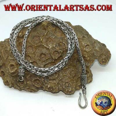 925 Silber Halskette   , zweifädiges Zopfgeflecht 45 cm