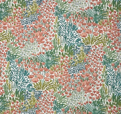 BALLARD DESIGNS BETTY FLORAL MULTI GREEN WATERCOLOR MULTIUSE FABRIC BY YARD 54''W