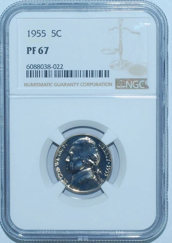 1955 NGC PR67 Jefferson Nickel