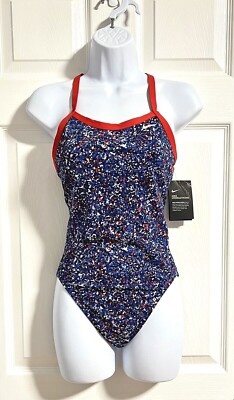 Nike HydraStrong Pixel Party Crossback Women's One Piece Swimsuit Blue Red White