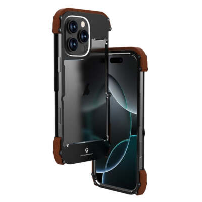 R-JUST Ironwood Generation Metall Hybrid Holz Handyhülle, für iPhone 16 Pro Max, 