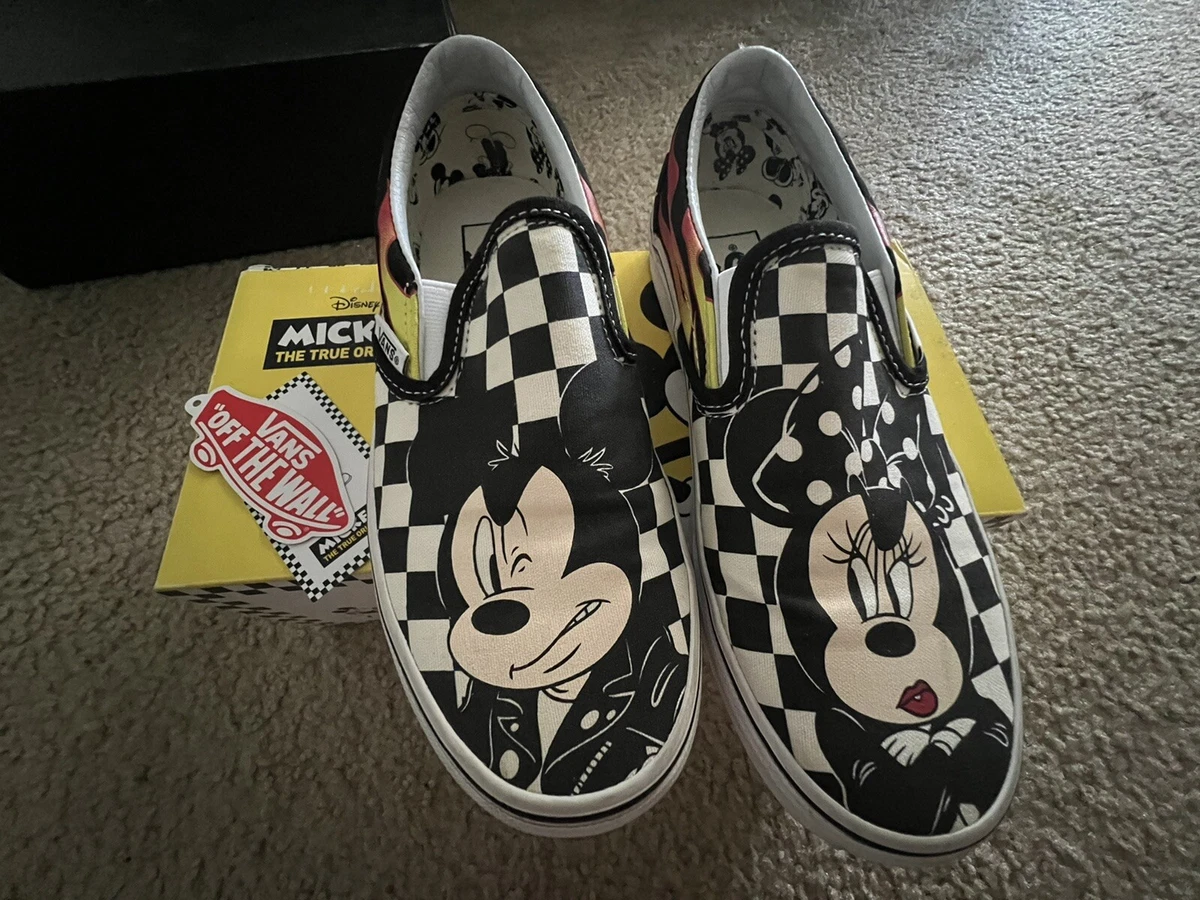 Vans X Disney Classic Slip On Mickey Minnie Checker Flame Women s Size 6 US