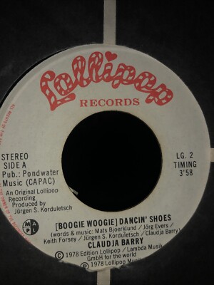 CLAUDJA BARRY - (Boogie Woogie) Dancin' Shoes - NEAR MINT 1978  Canada Press 45
