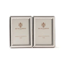 DOPPIA CORNICE PORTAFOTO in ARGENTO MASSICCIO 925 con legno  9x13x2 /7371 DOPPIA