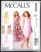 New Sz 4 – 12 B 29 ½ - 34 Lined Draped Dress McCalls 6508 Pattern Gown