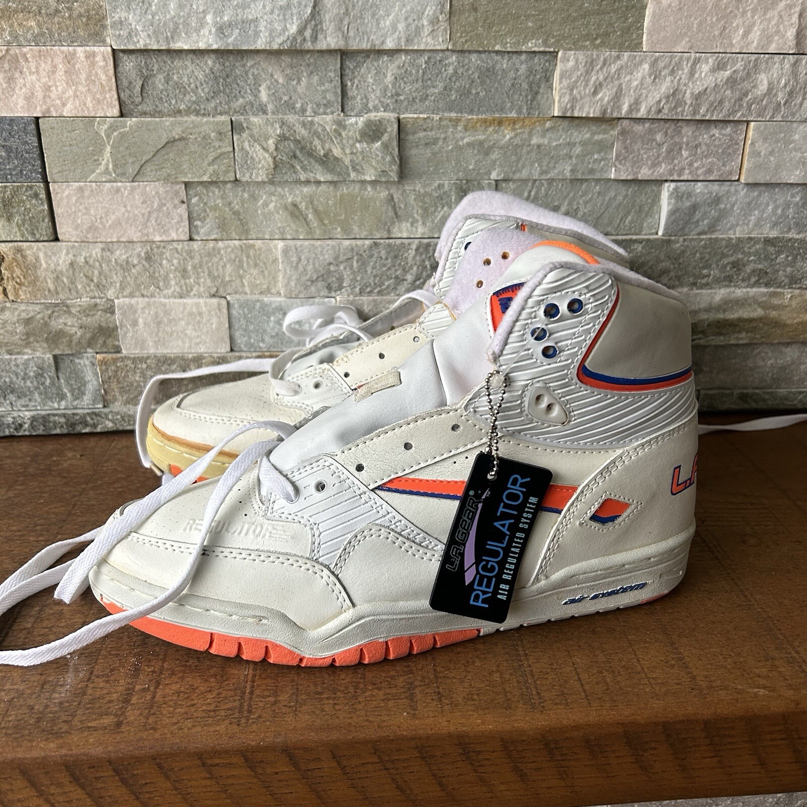 Vintage LA Gear Basketball Shoes Mens Size 10 Regulator Pump 1991 White Orange