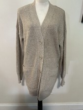 Zara Cozy Button Cardigan Oversize Beige Size M