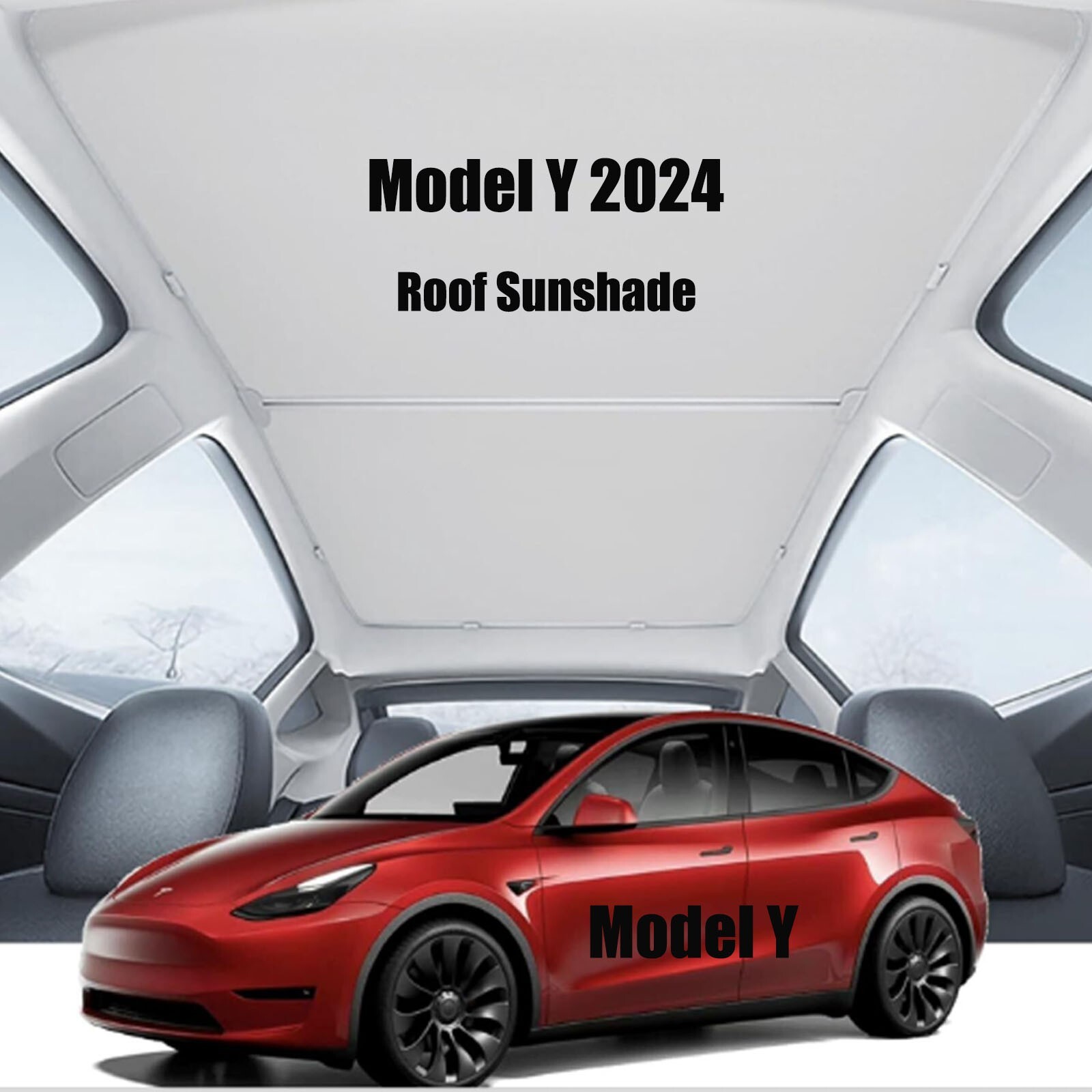 Tesla Model Y Roof Sunshade 2024 Model Y Sunshade Roof Windshield Rear & Front-image