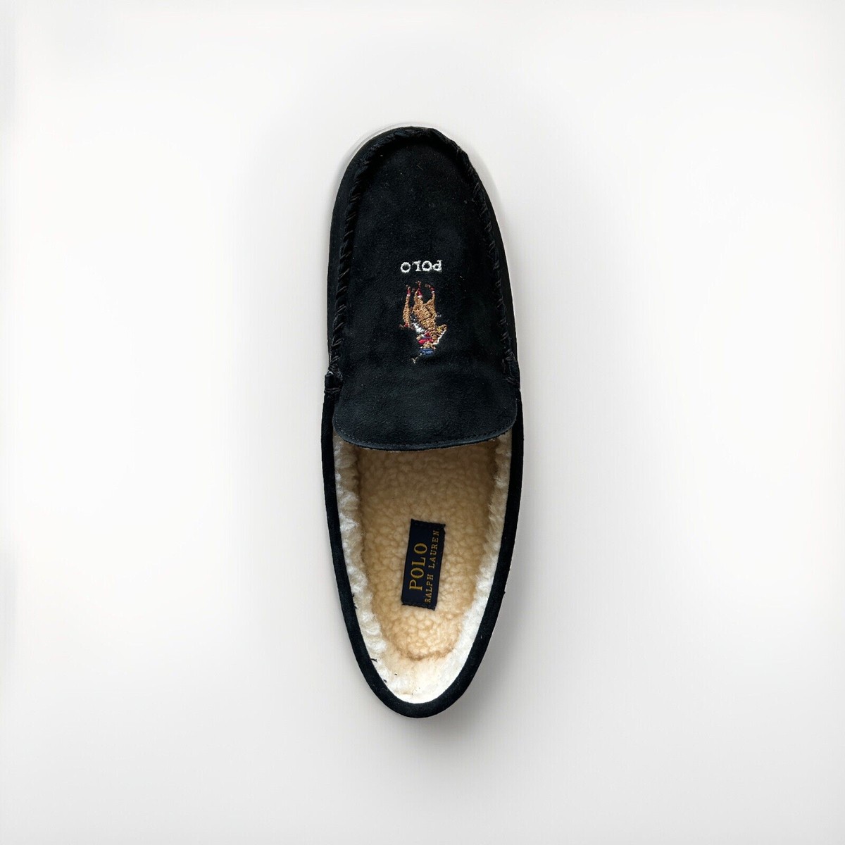 Polo Ralph Lauren pony bear moccasin slippers in black Men display picture 1