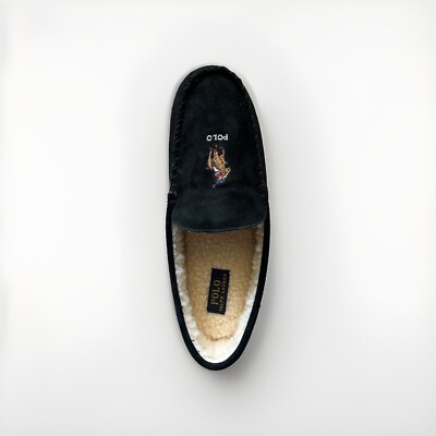 Polo Ralph Lauren pony bear moccasin slippers in black Men display picture 3