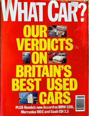 WHAT CAR? MAGAZINE JAN-1990- BMW 325i E30, Alpina GTA V6, Toyota Supra, Saab CDi