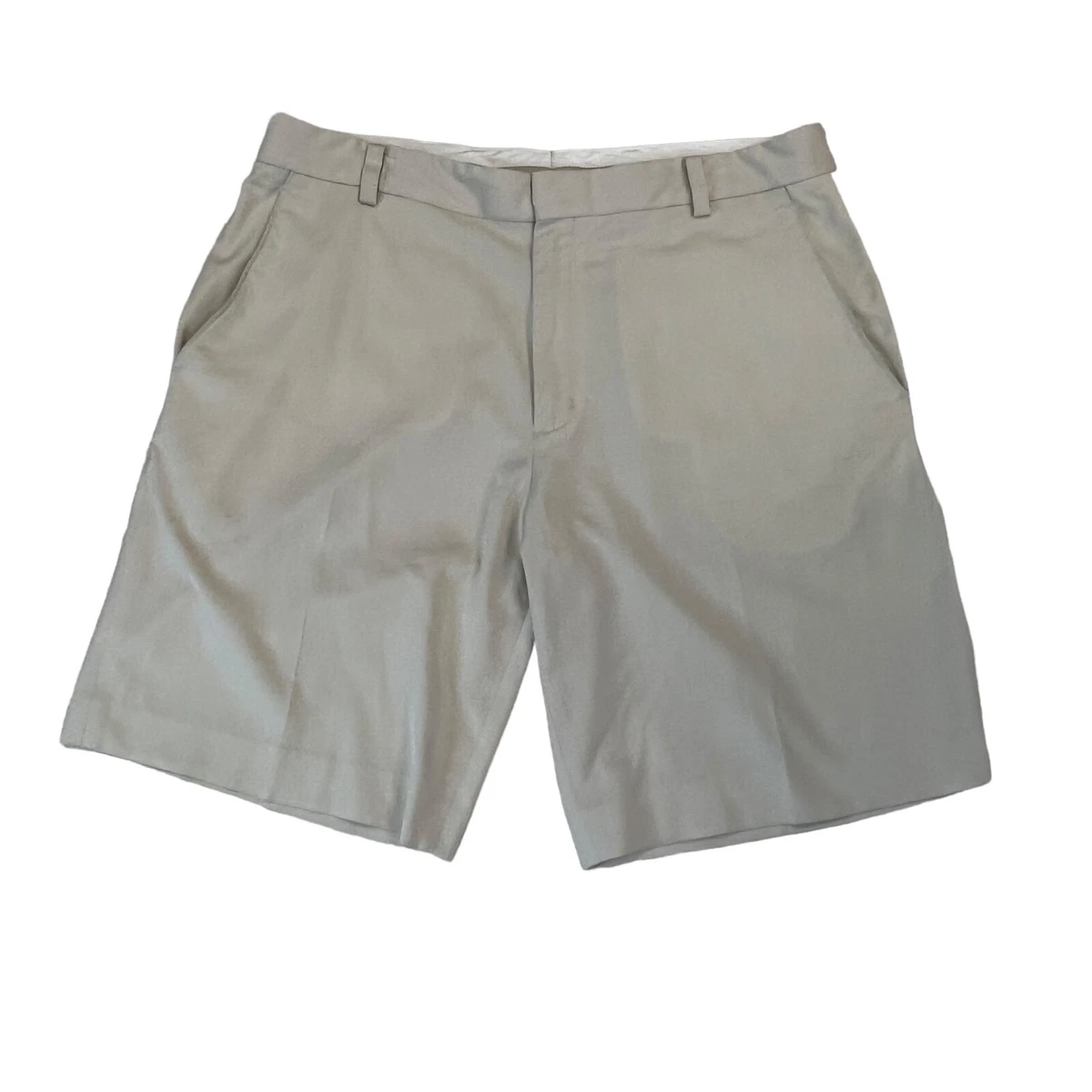 Nike Tiger Woods Golf Short Mens 36 Khaki Flat Front Moisture Wick